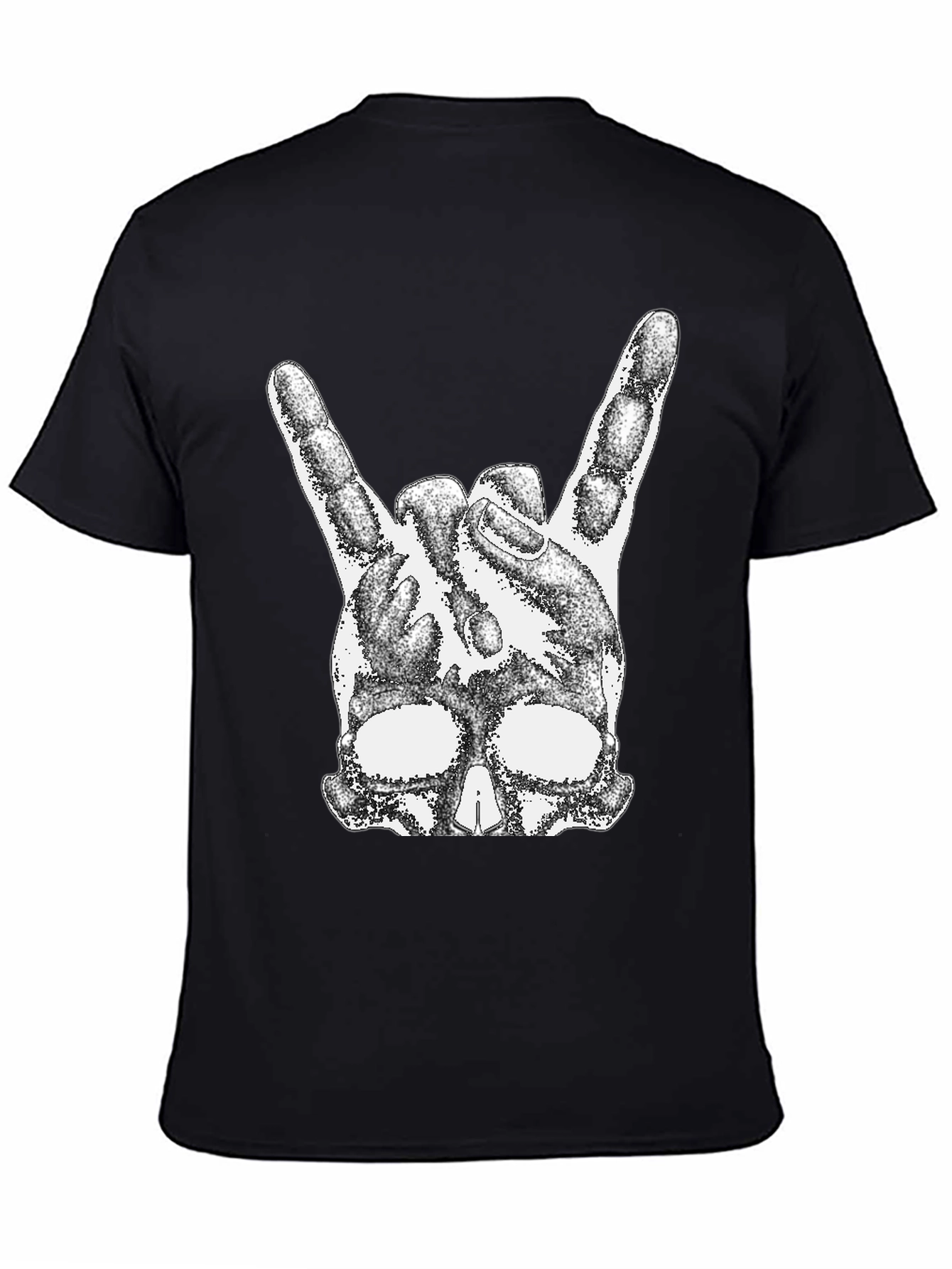 Rock On Skull T-Shirt - Black Cotton Tee