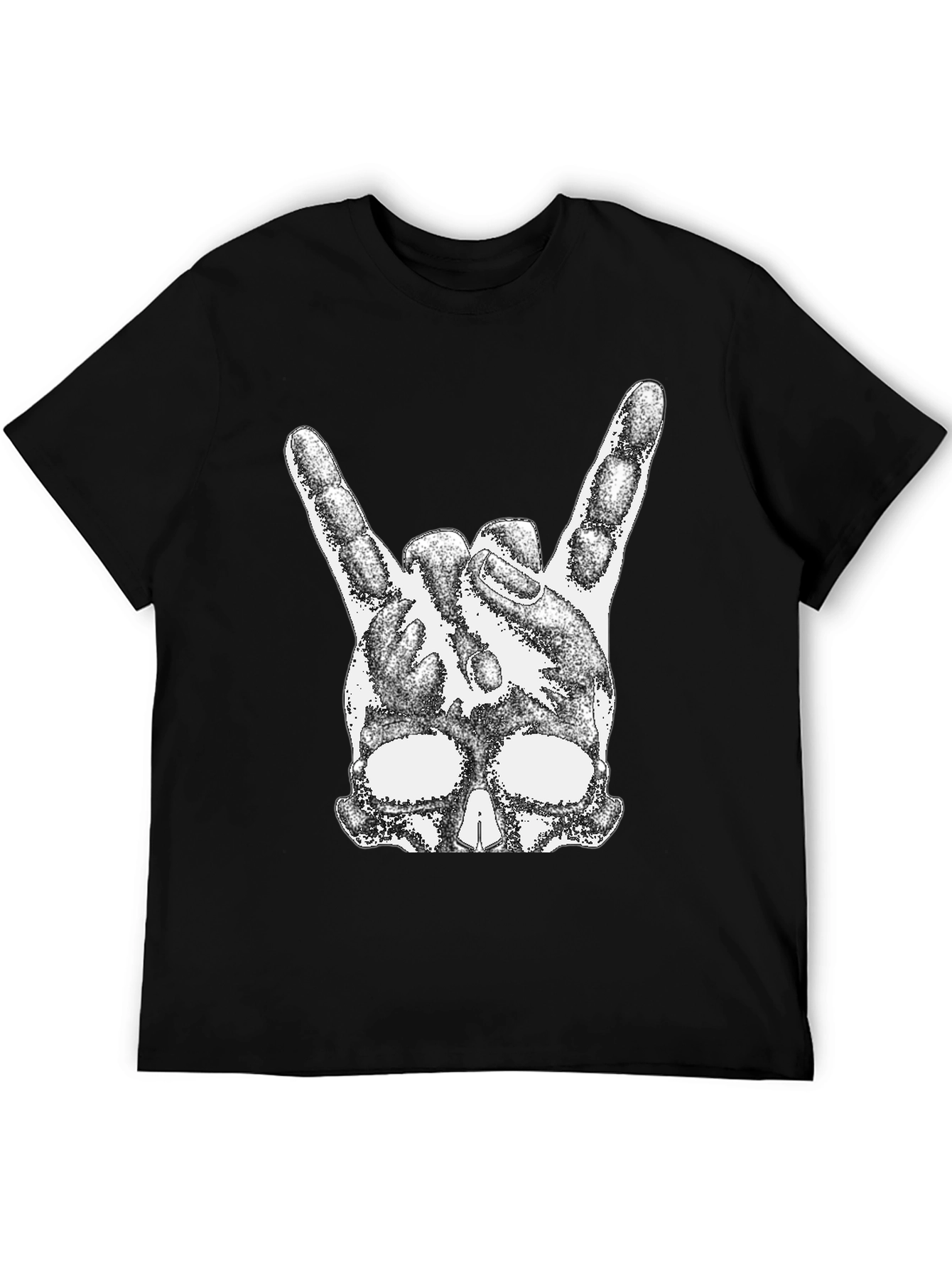 Rock On Skull T-Shirt - Black Cotton Tee