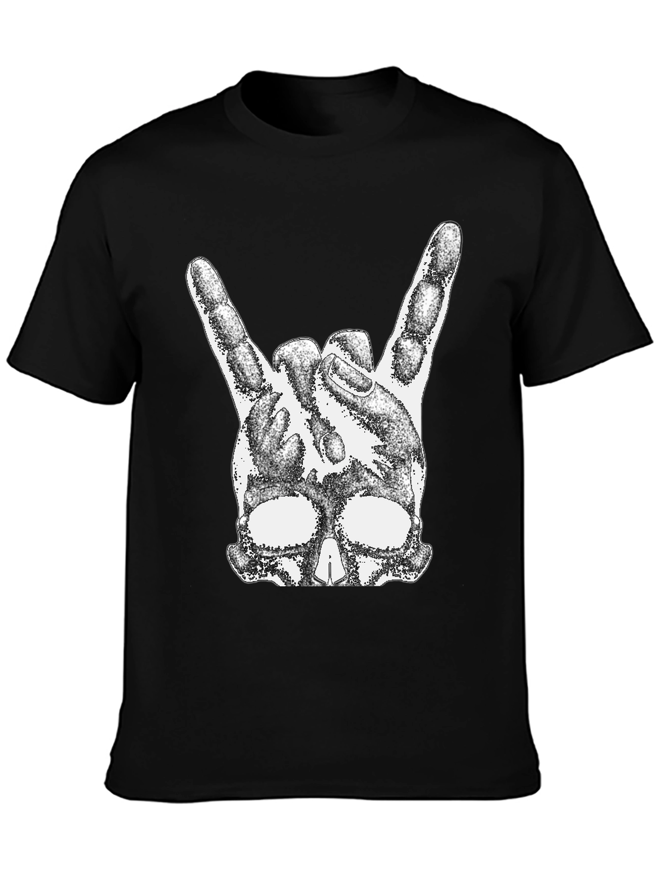Rock On Skull T-Shirt - Black Cotton Tee