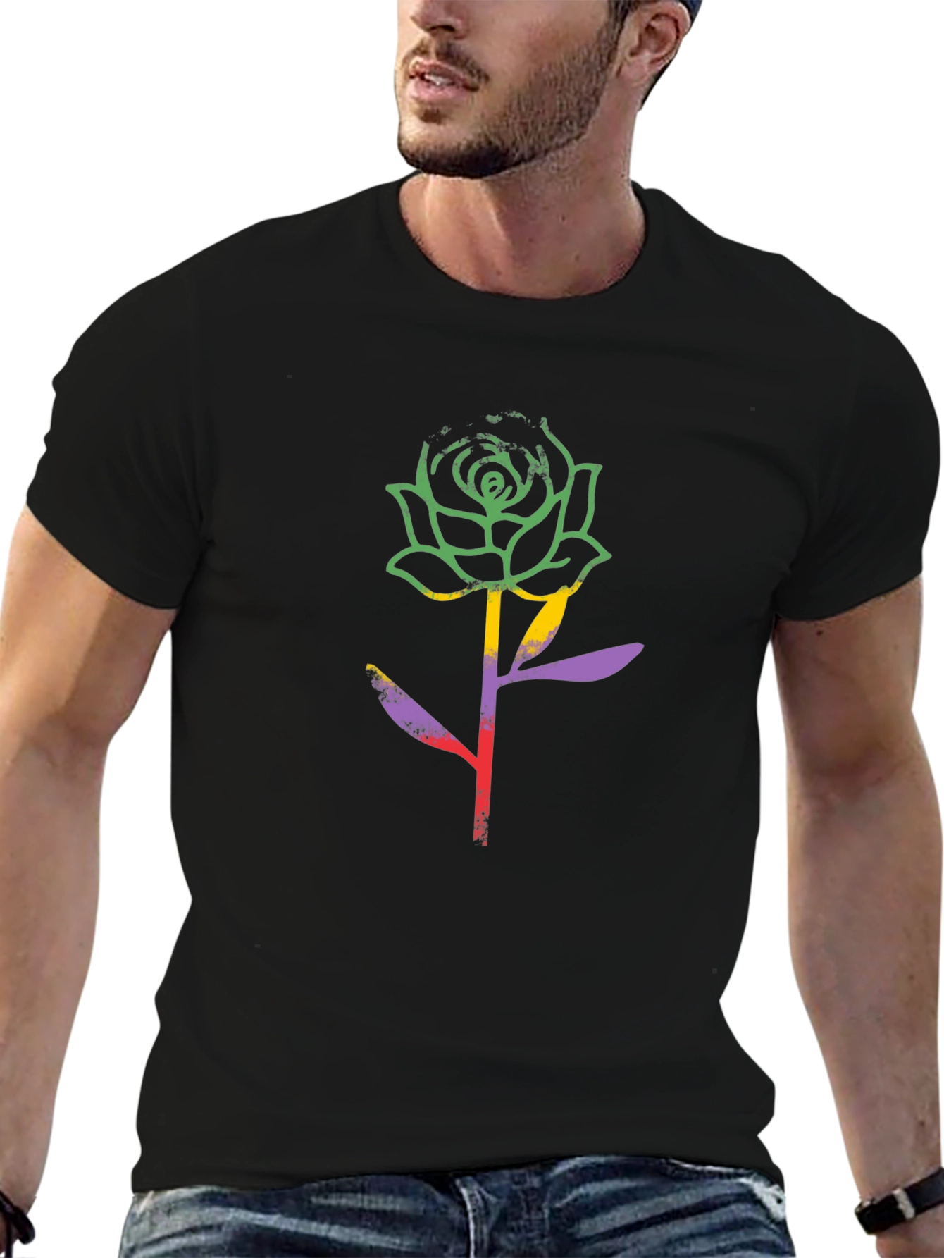 Rose Graphic Black T-Shirt