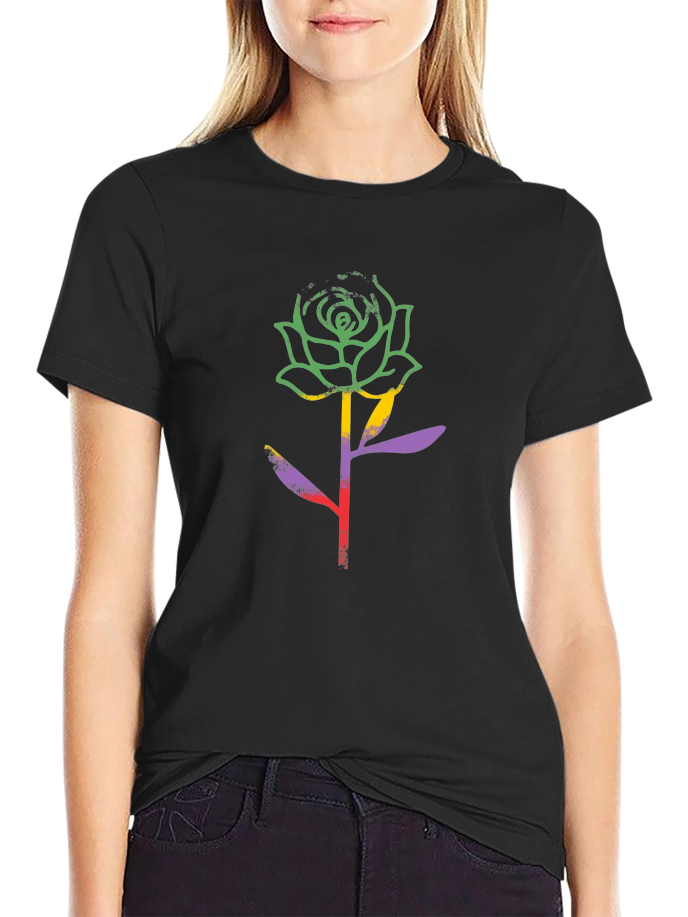 Rose Graphic Black T-Shirt