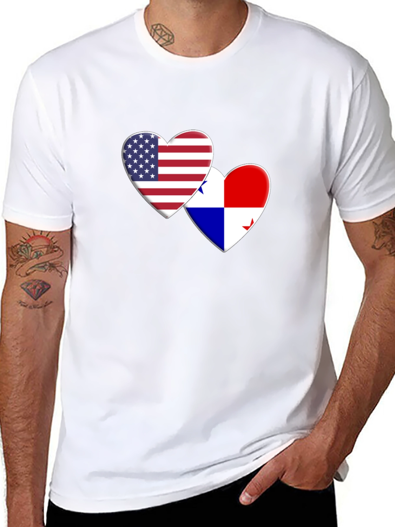 USA & Panama Flags Heart Graphic Tee