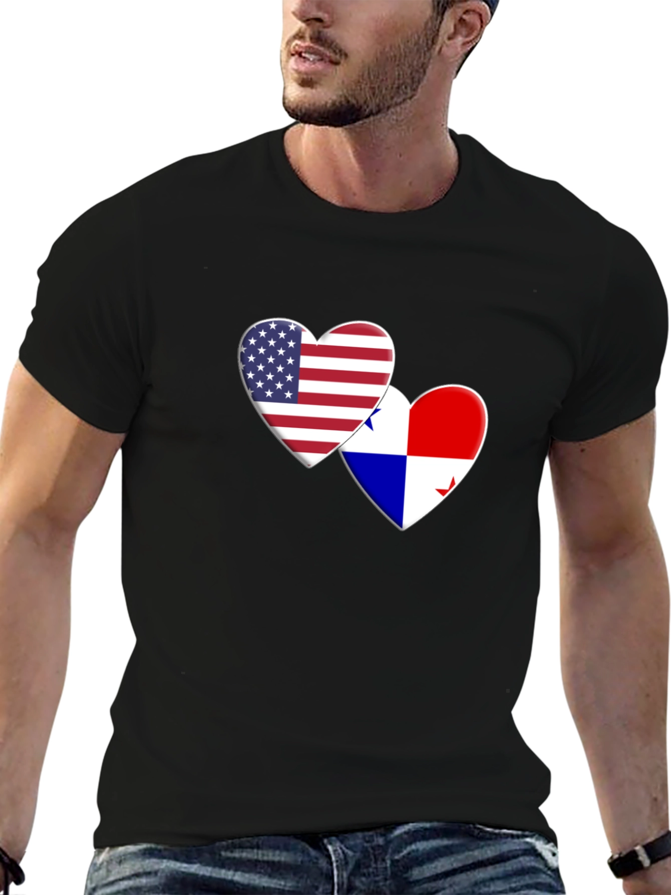 USA & Panama Flags Heart Graphic Tee
