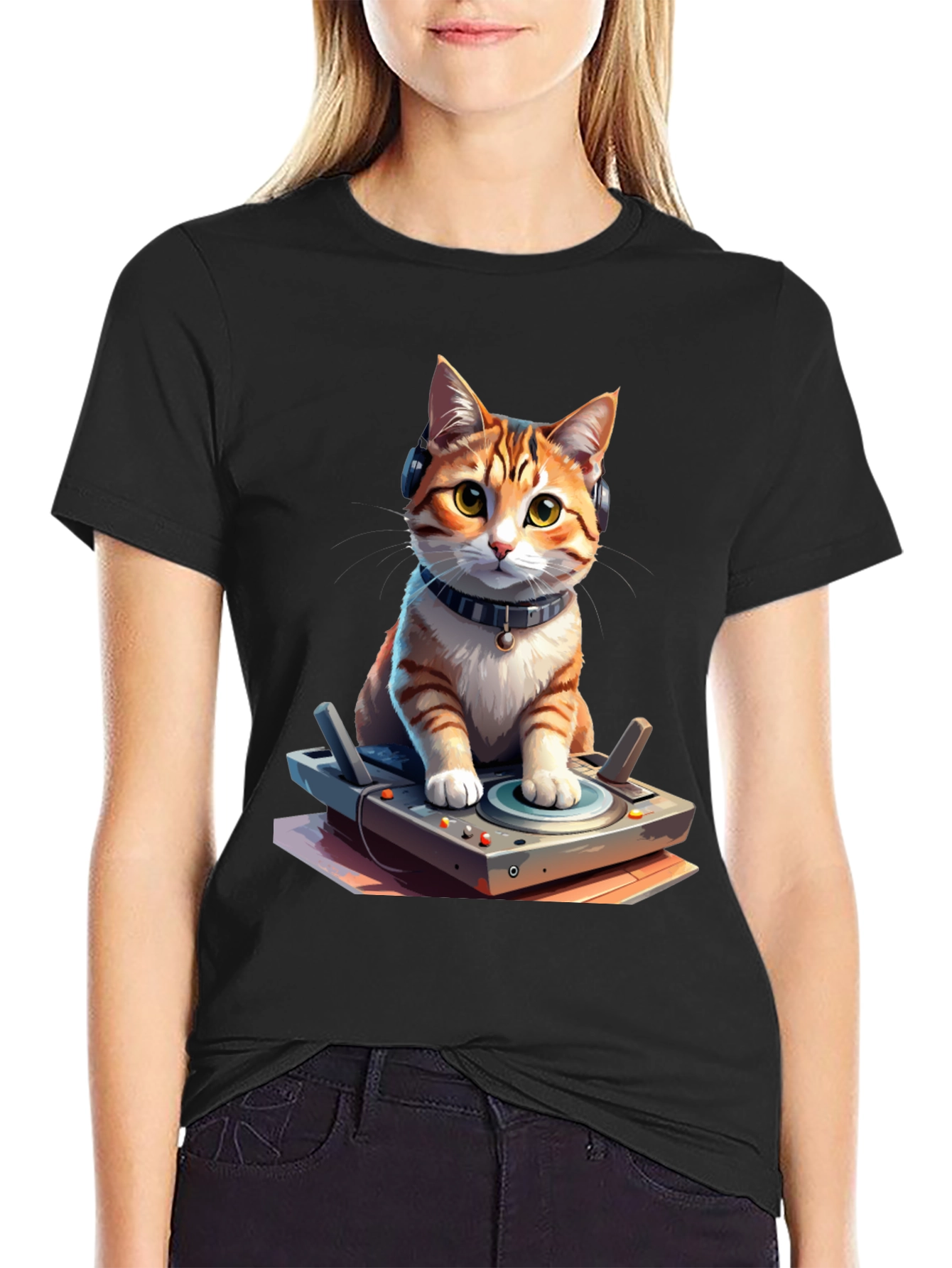 DJ Cat Graphic Tee - Cool & Unique Design