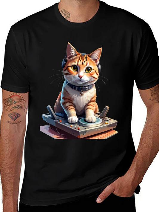 DJ Cat Graphic Tee - Cool & Unique Design