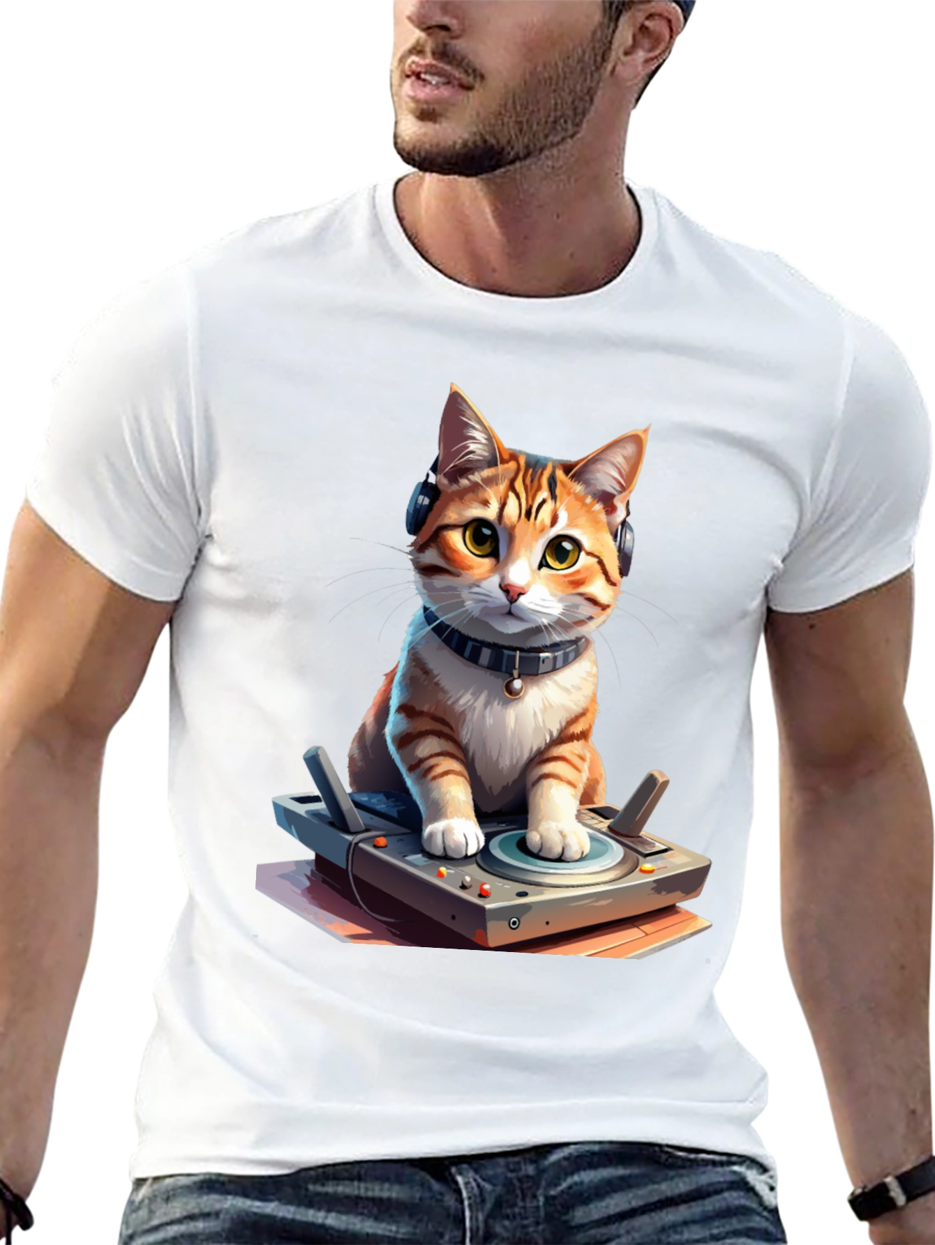 DJ Cat Graphic Tee - Cool & Unique Design