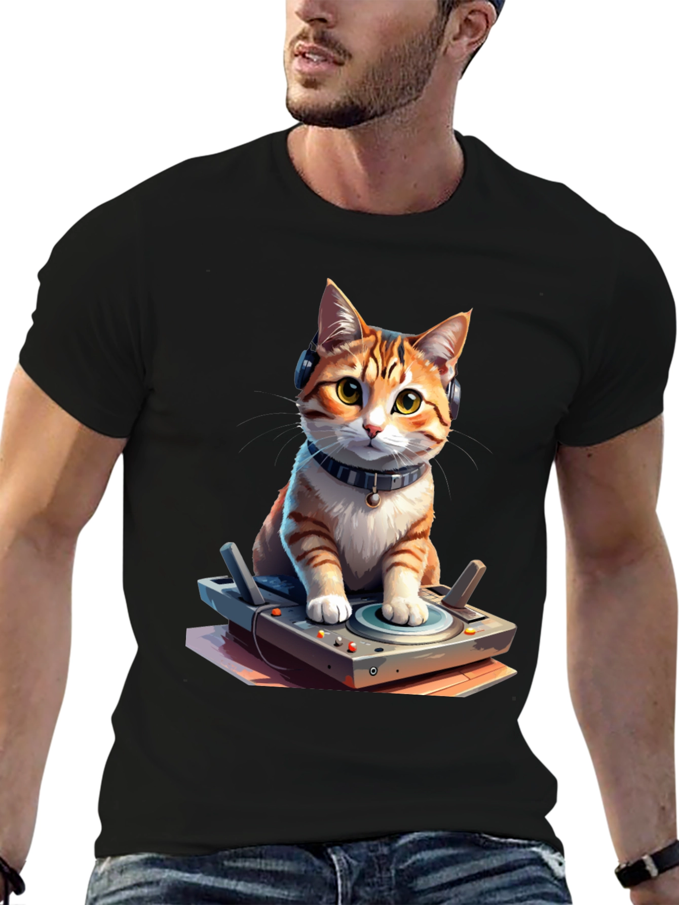 DJ Cat Graphic Tee - Cool & Unique Design
