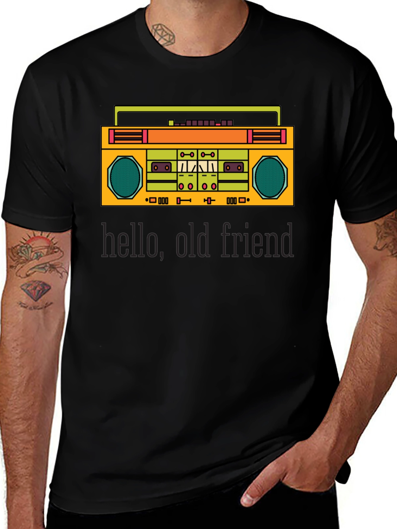 Retro Boombox Graphic Tee - Hello Old Friend