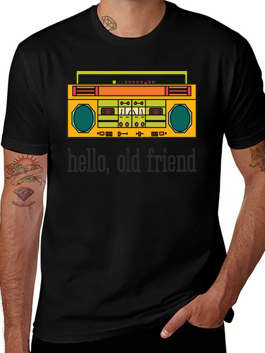 Retro Boombox Graphic Tee - Hello Old Friend