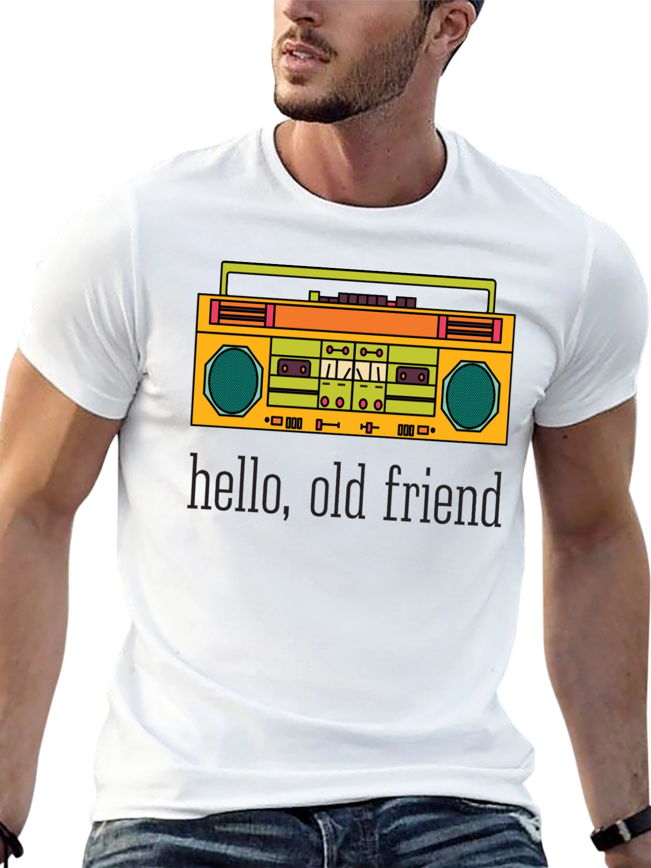 Retro Boombox Graphic Tee - Hello Old Friend