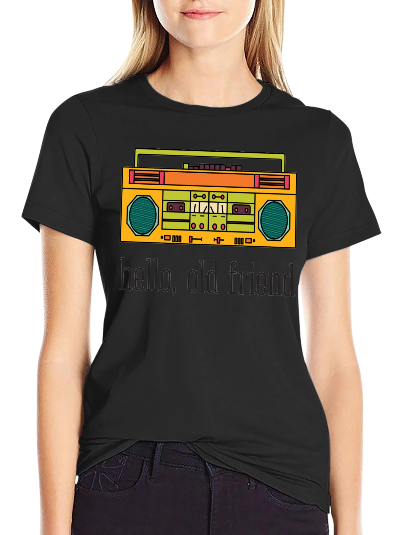 Retro Boombox Graphic Tee - Hello Old Friend
