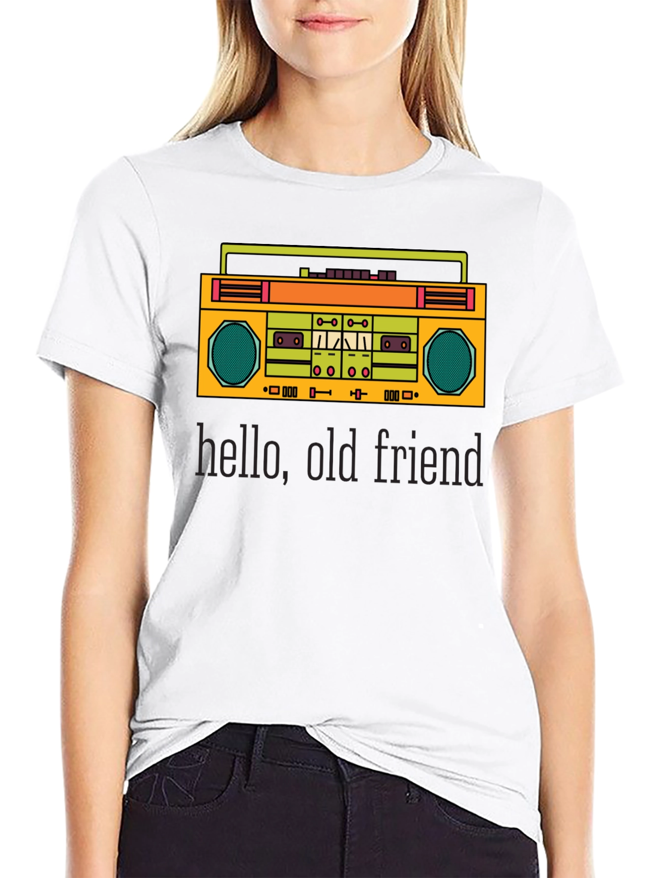Retro Boombox Graphic Tee - Hello Old Friend