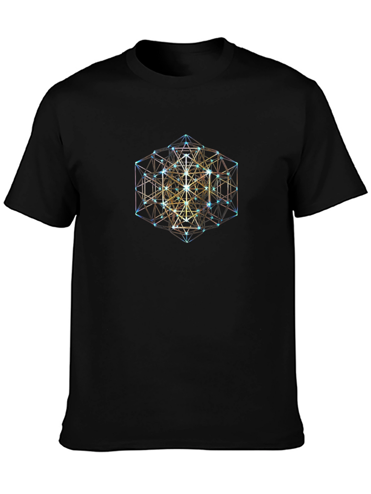 Geometric Cube Graphic Black T-Shirt
