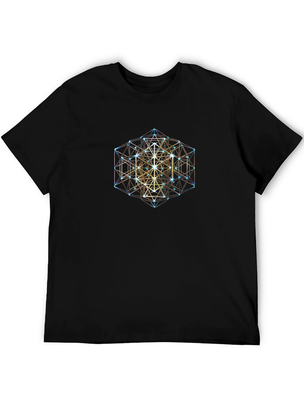 Geometric Cube Graphic Black T-Shirt
