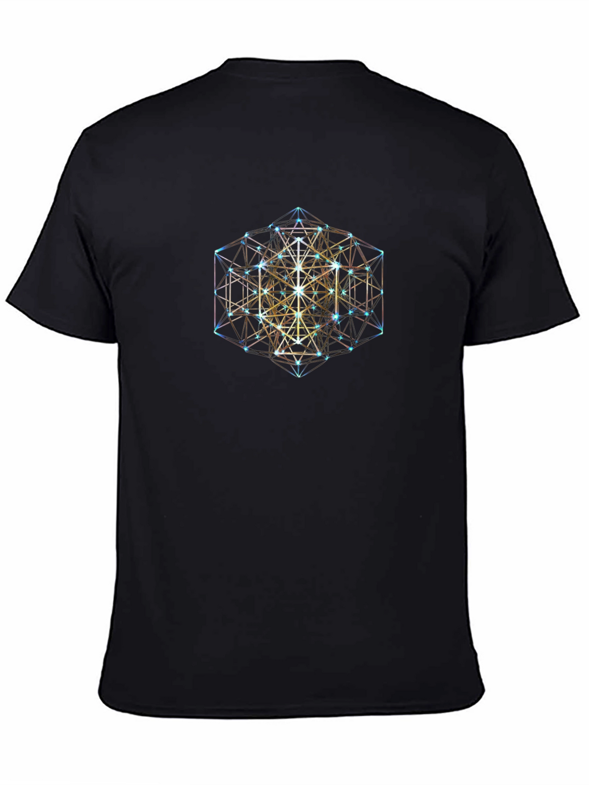 Geometric Cube Graphic Black T-Shirt