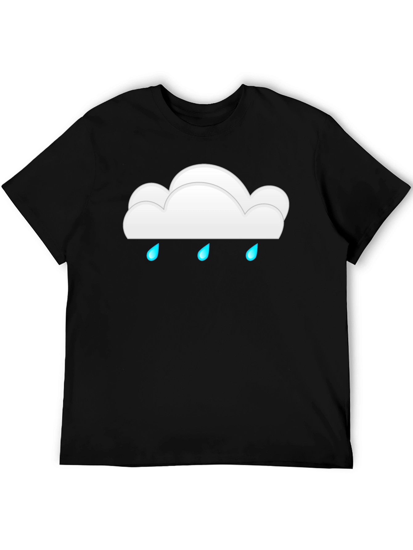 Cloud Raindrop Graphic Print Black T-Shirt