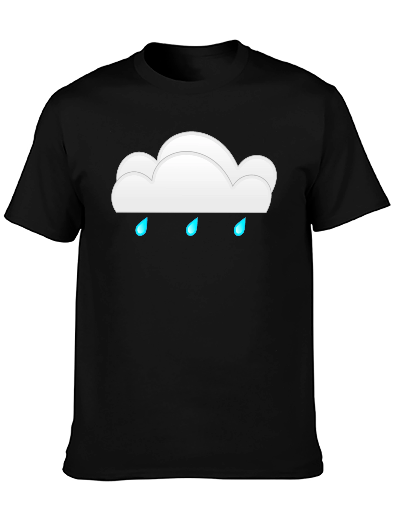 Cloud Raindrop Graphic Print Black T-Shirt