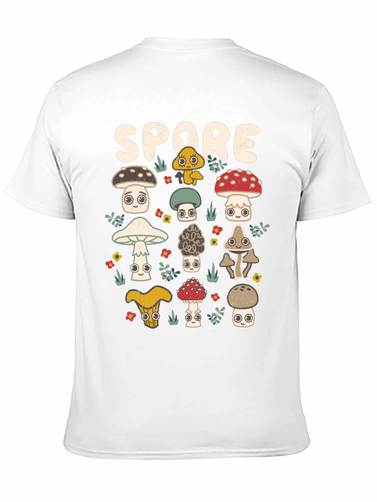 Mushroom Spore Graphic Print Black T-Shirt