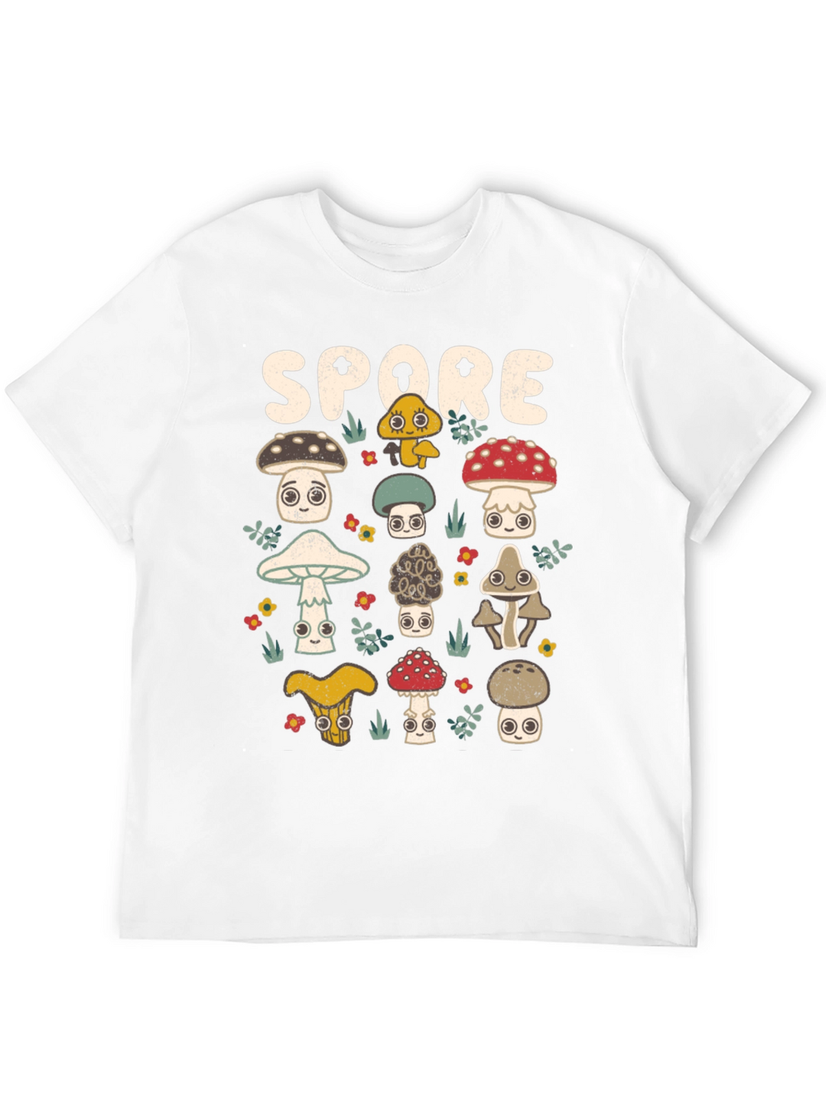 Mushroom Spore Graphic Print Black T-Shirt