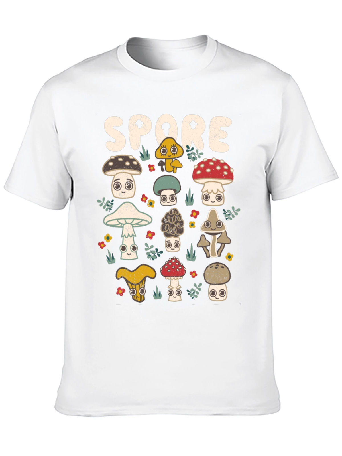 Mushroom Spore Graphic Print Black T-Shirt