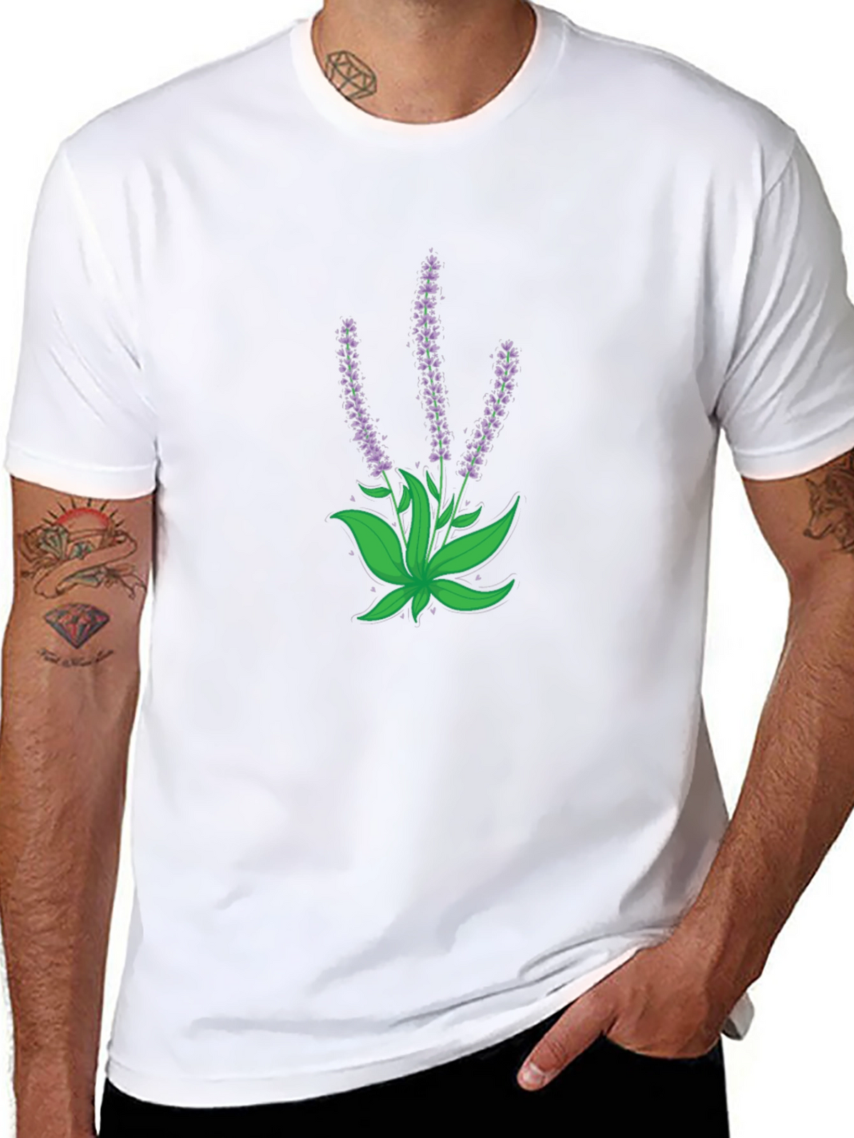 Lavender Graphic Black T-Shirt
