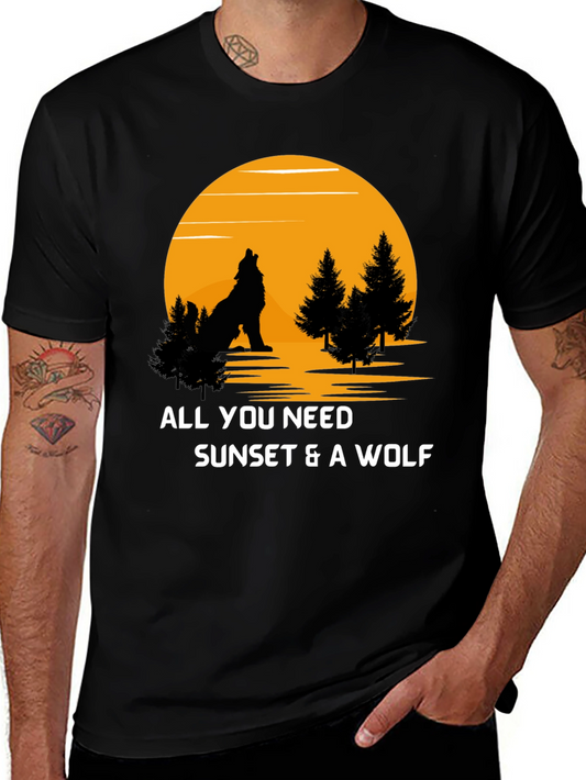 Sunset Wolf Graphic T-Shirt