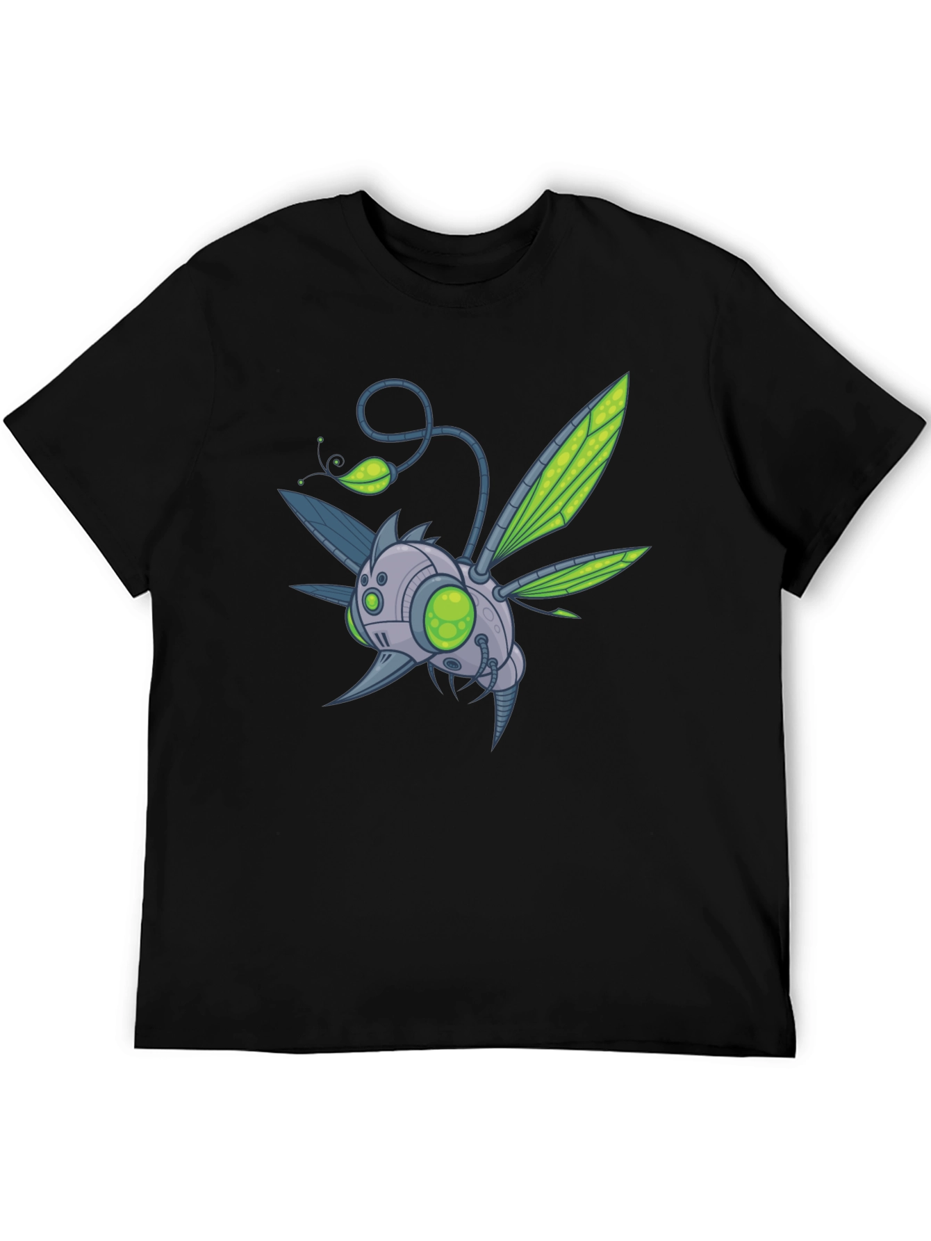 Robot Bug Graphic Print T-Shirt - Modern Style
