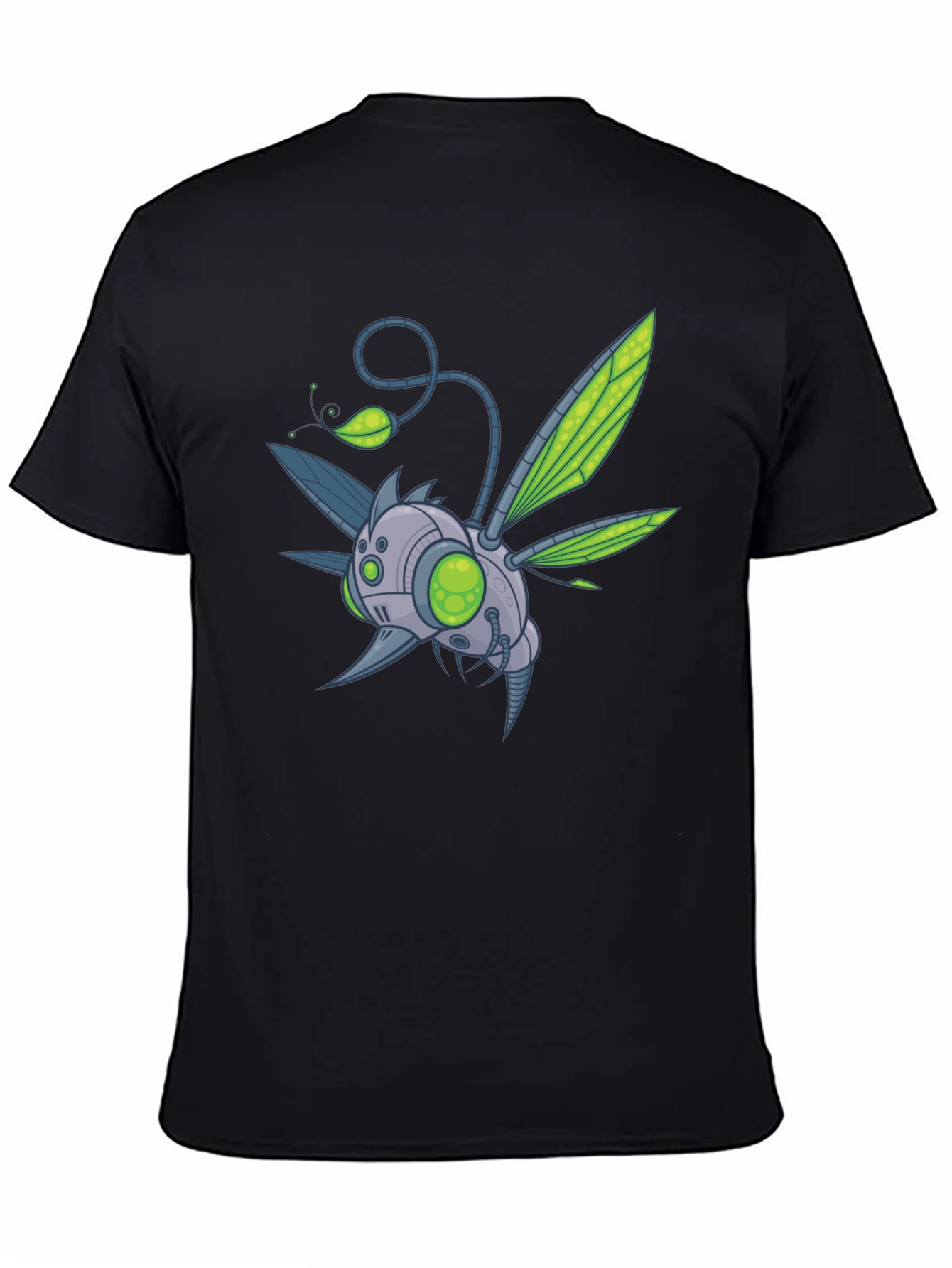 Robot Bug Graphic Print T-Shirt - Modern Style