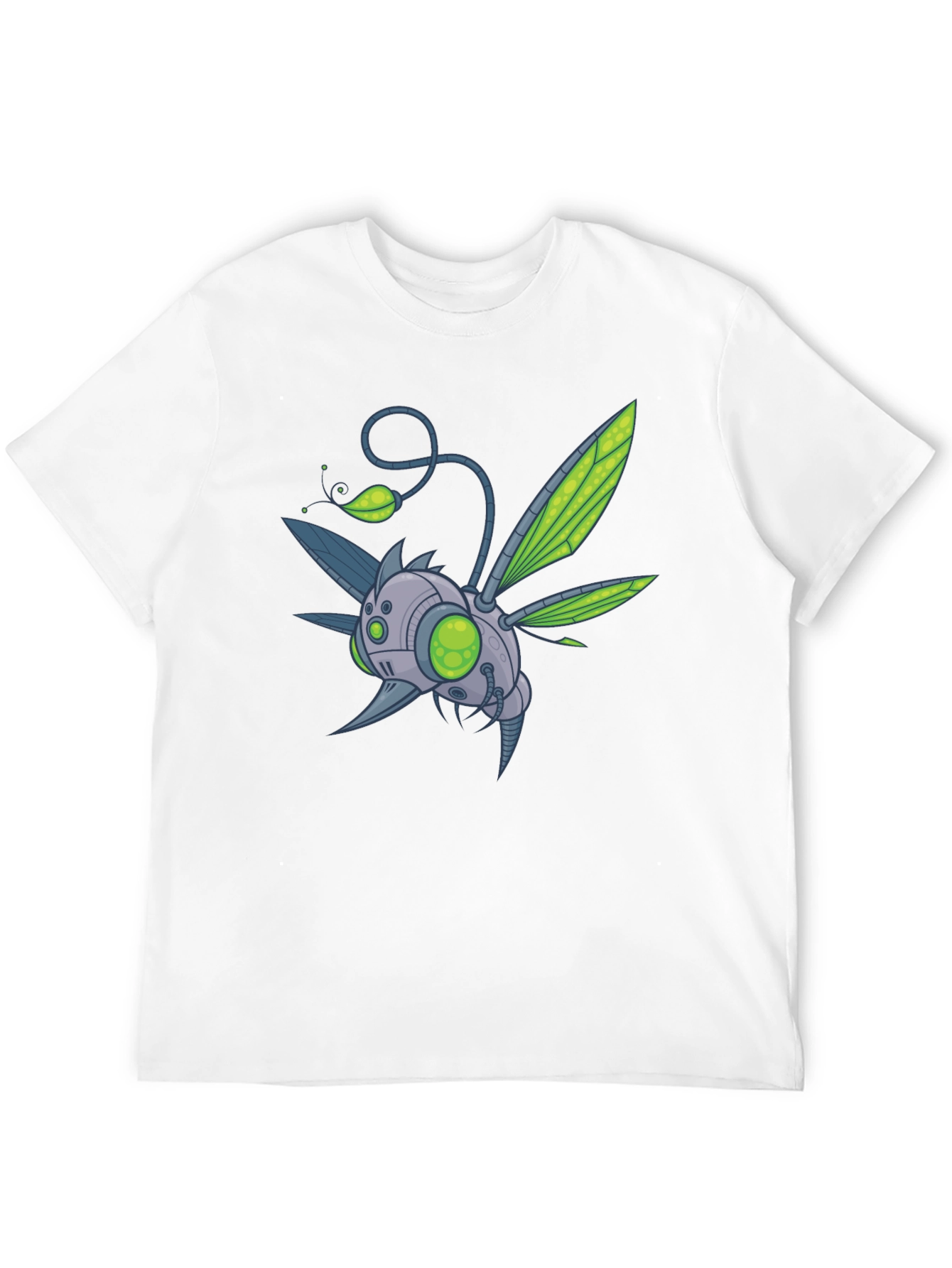 Robot Bug Graphic Print T-Shirt - Modern Style