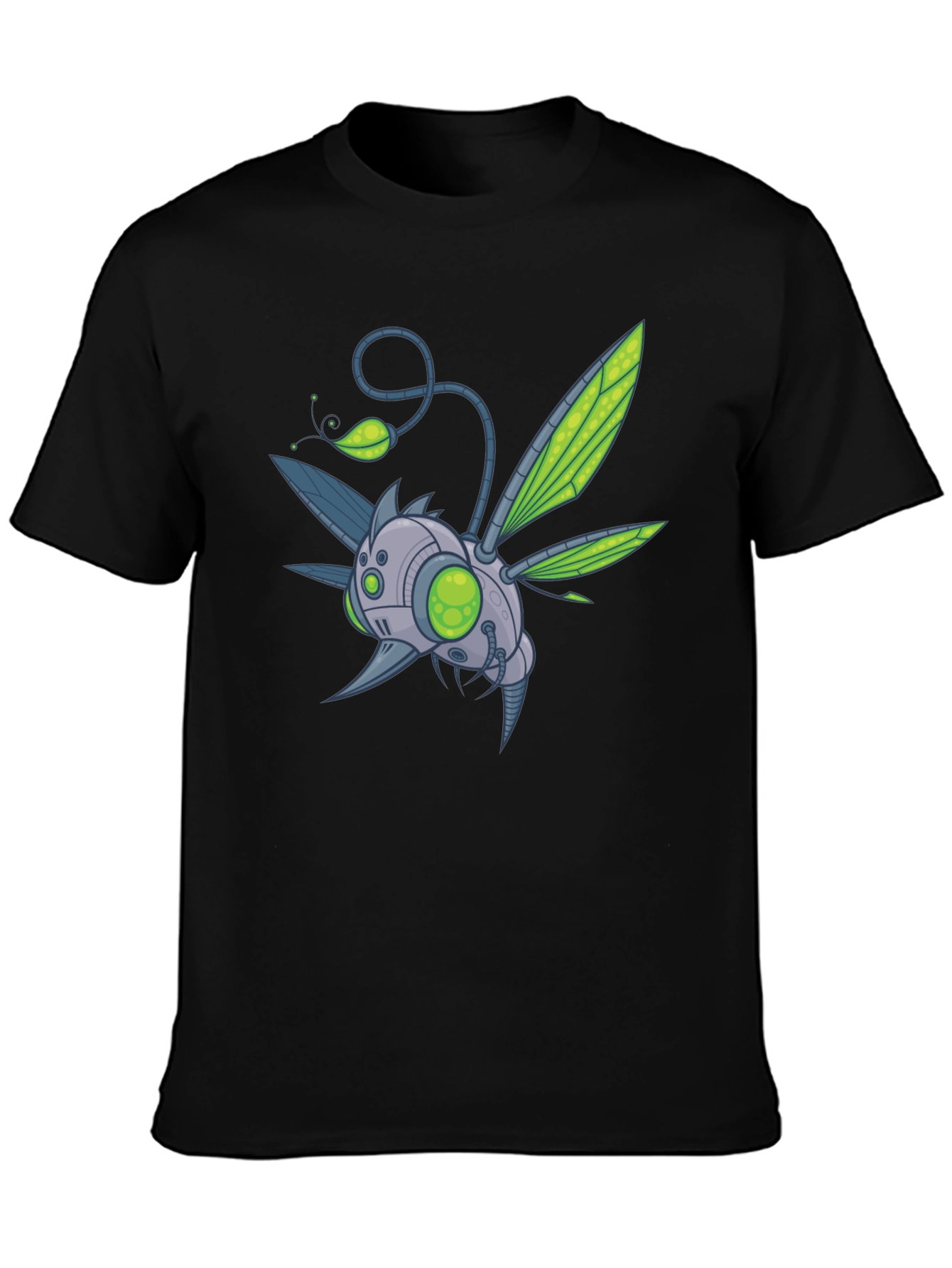 Robot Bug Graphic Print T-Shirt - Modern Style
