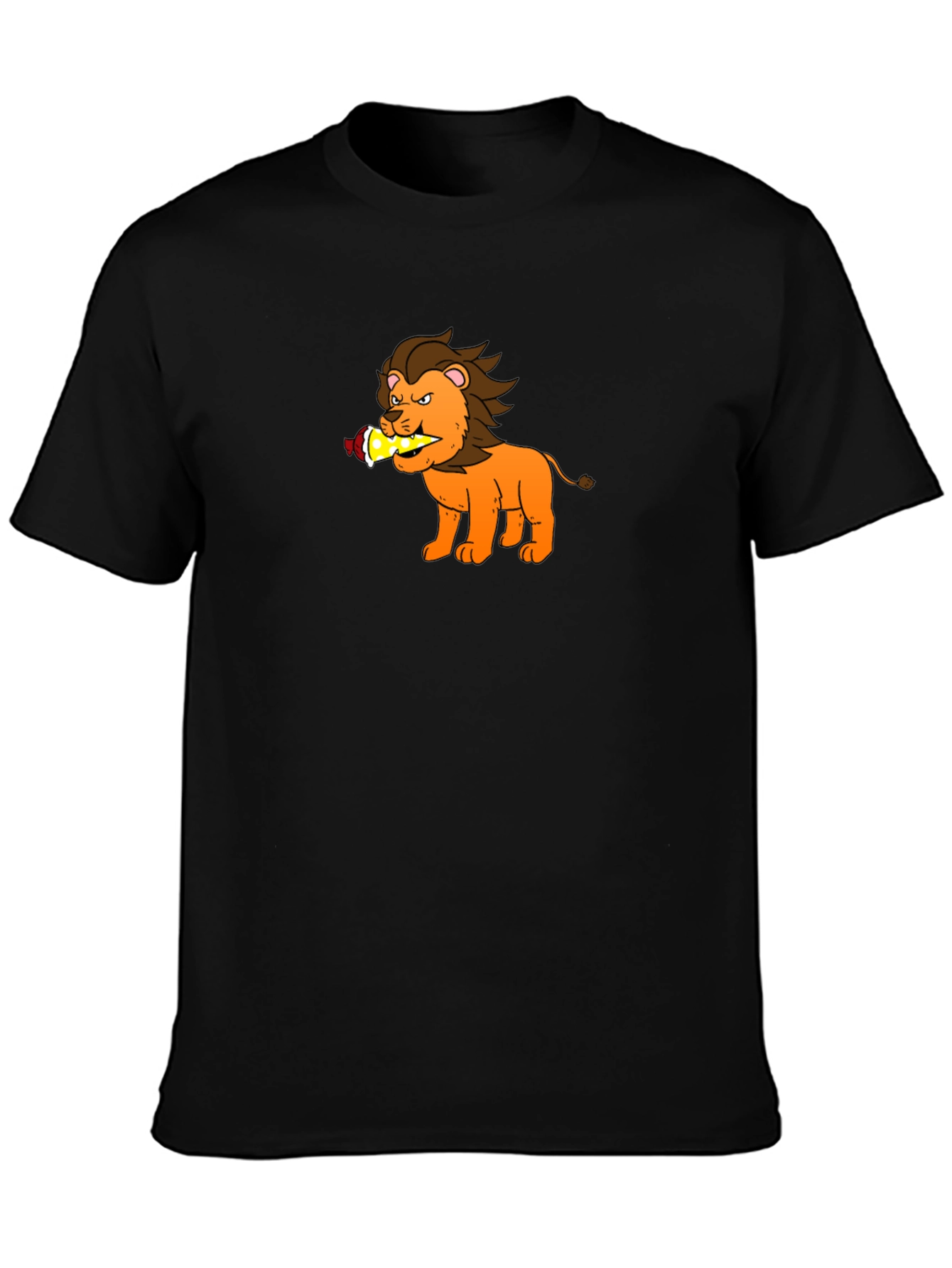Cartoon Lion T-Shirt - Black Cotton Tee