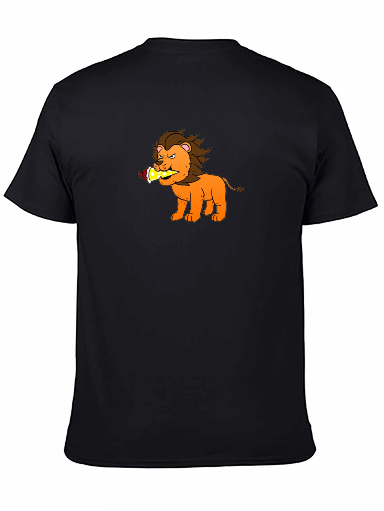 Cartoon Lion T-Shirt - Black Cotton Tee