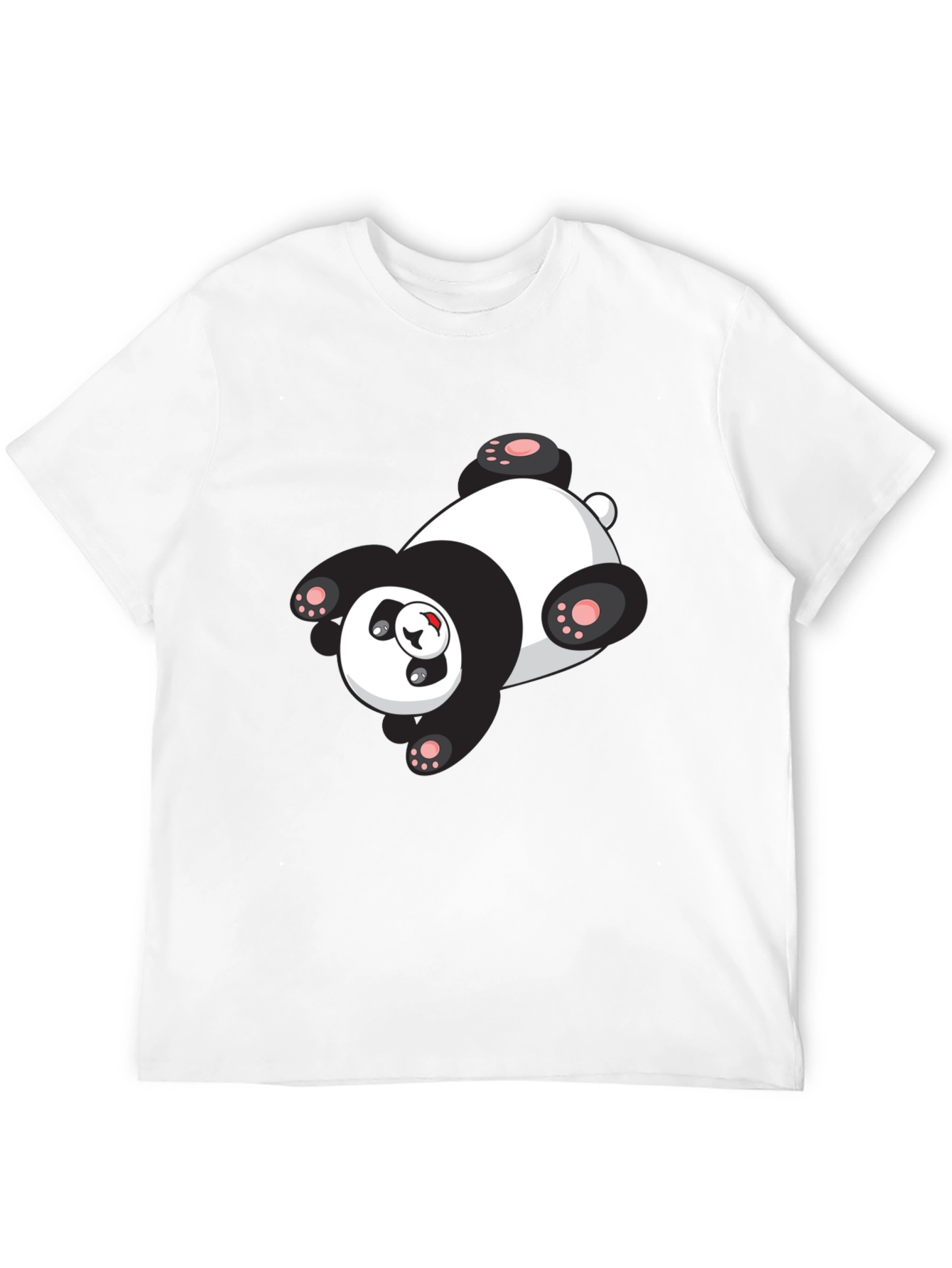 Cute Panda Graphic Tee - Black Cotton T-Shirt