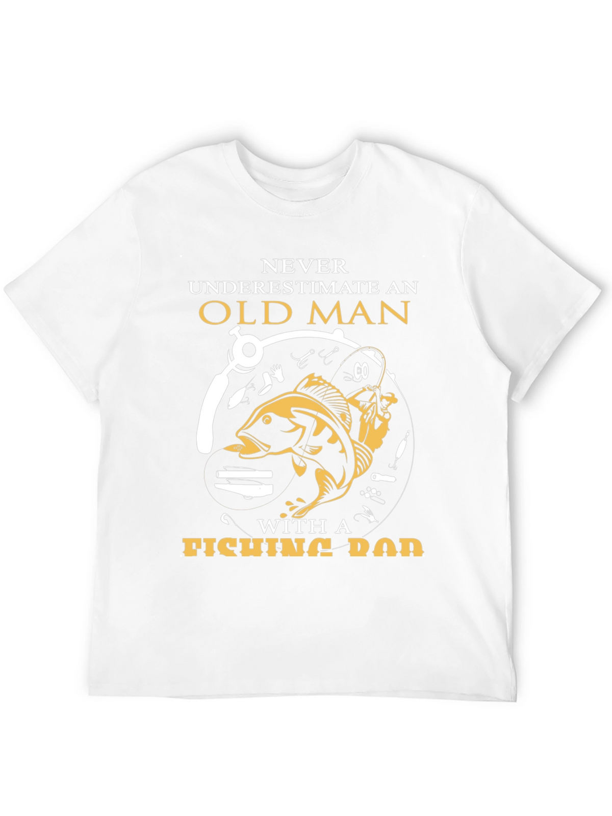 Never Underestimate Old Man Fishing Rod T-Shirt