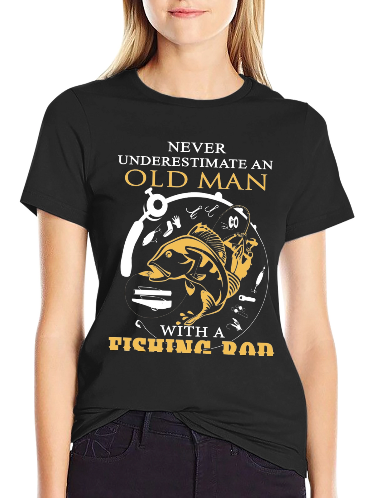 Never Underestimate Old Man Fishing Rod T-Shirt