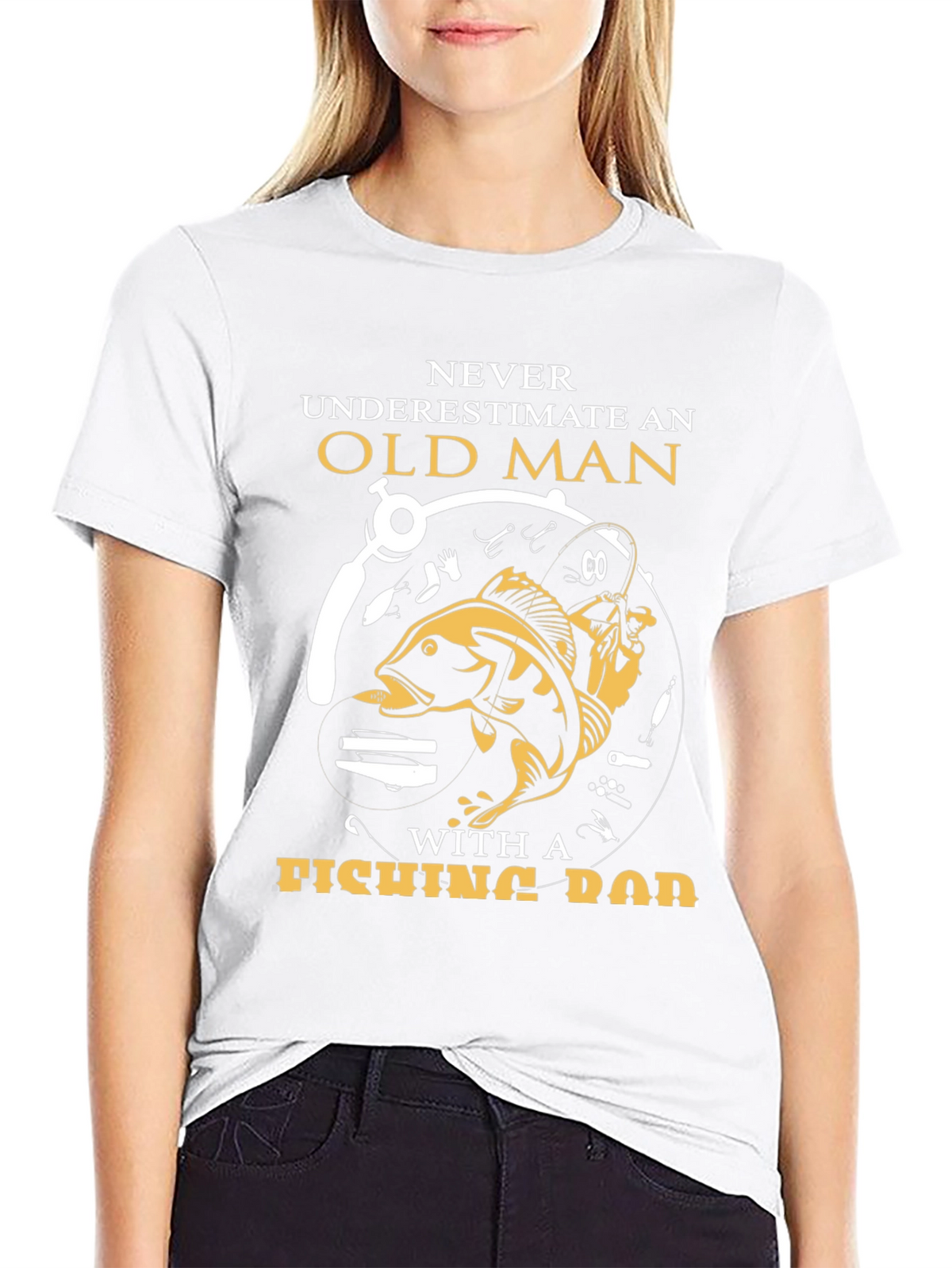 Never Underestimate Old Man Fishing Rod T-Shirt