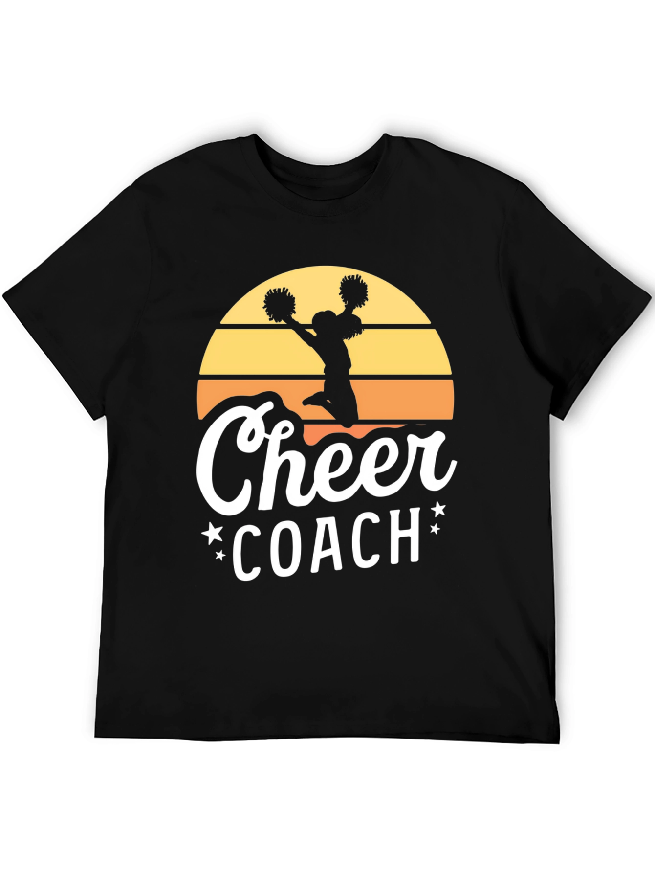 Cheer Coach Graphic Tee - Retro Sunset Design