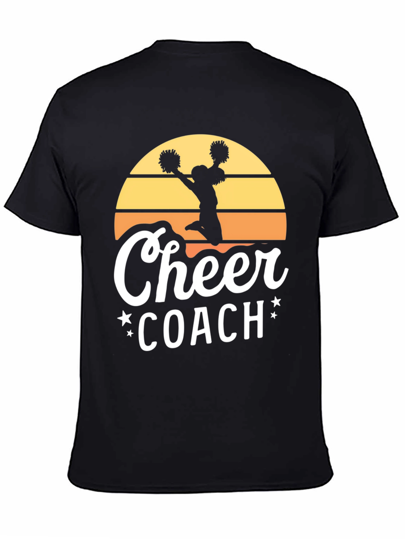 Cheer Coach Graphic Tee - Retro Sunset Design