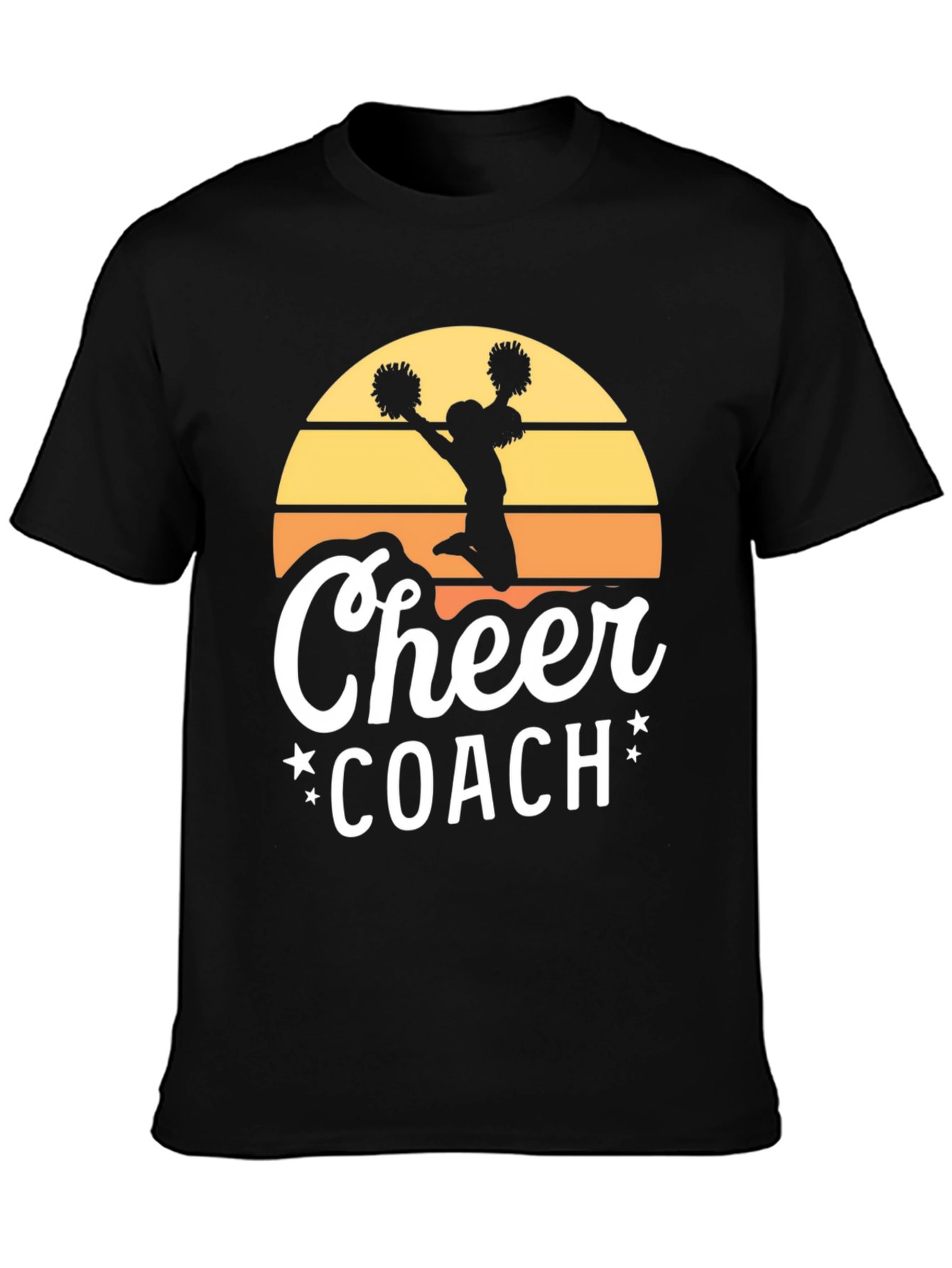 Cheer Coach Graphic Tee - Retro Sunset Design