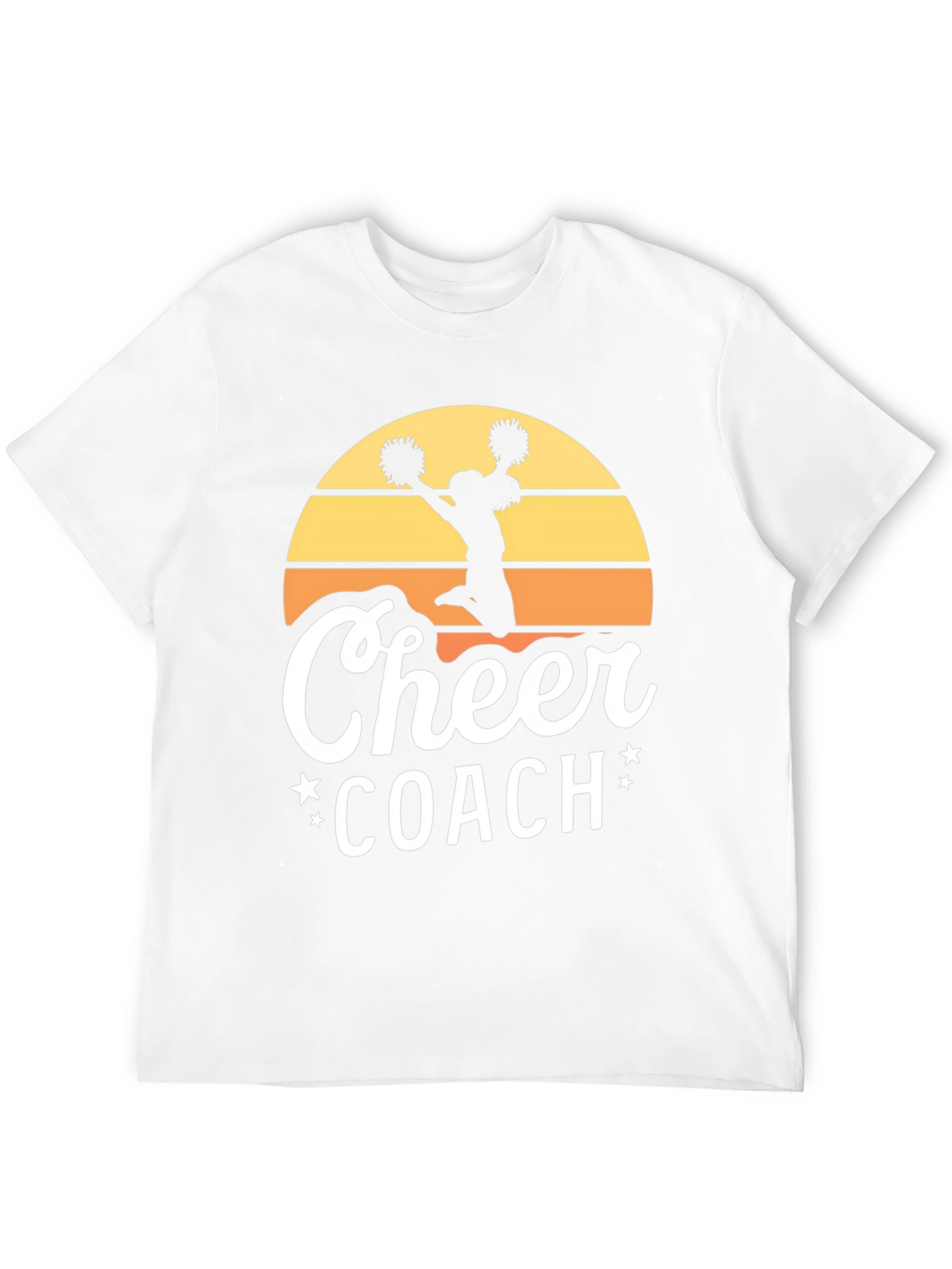 Cheer Coach Graphic Tee - Retro Sunset Design