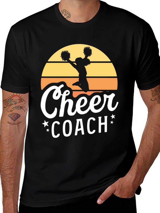 Cheer Coach Graphic Tee - Retro Sunset Design