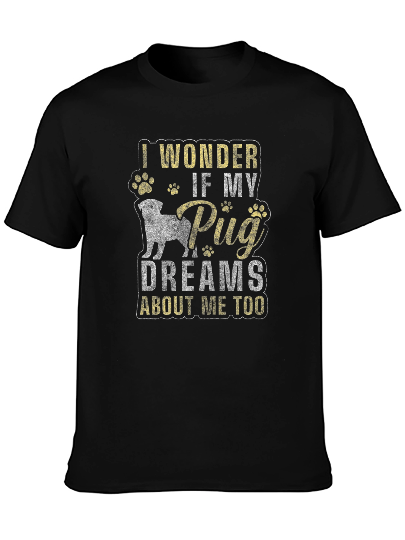 Pug Dreams T-Shirt - Black Cotton Tee