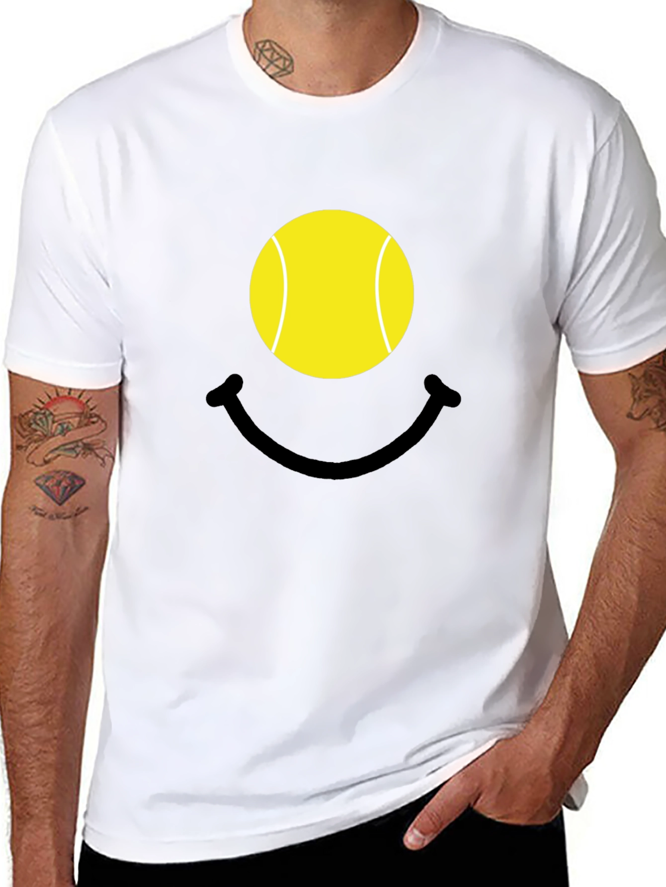 Tennis Ball Smiley Face Graphic T-Shirt