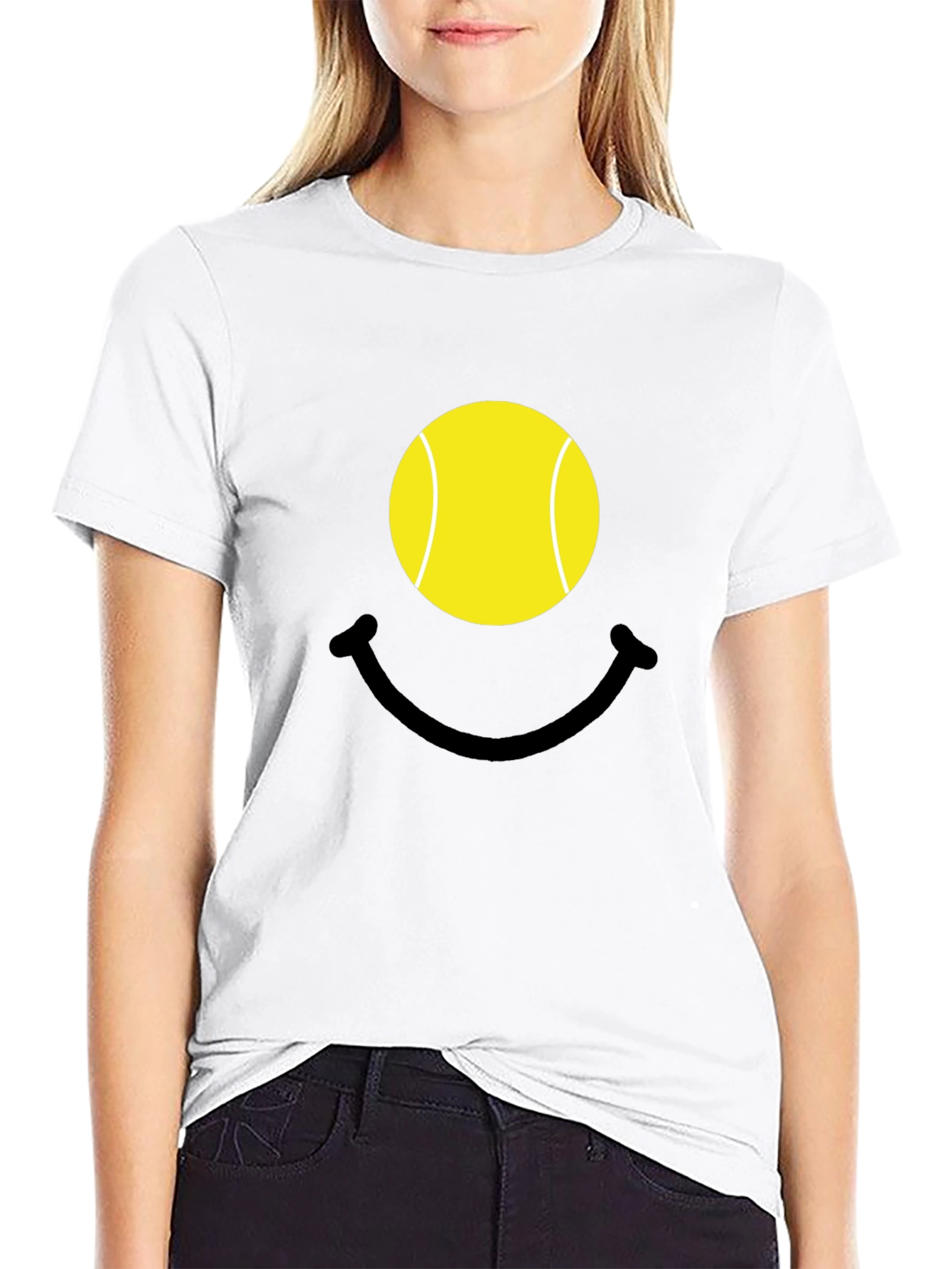 Tennis Ball Smiley Face Graphic T-Shirt