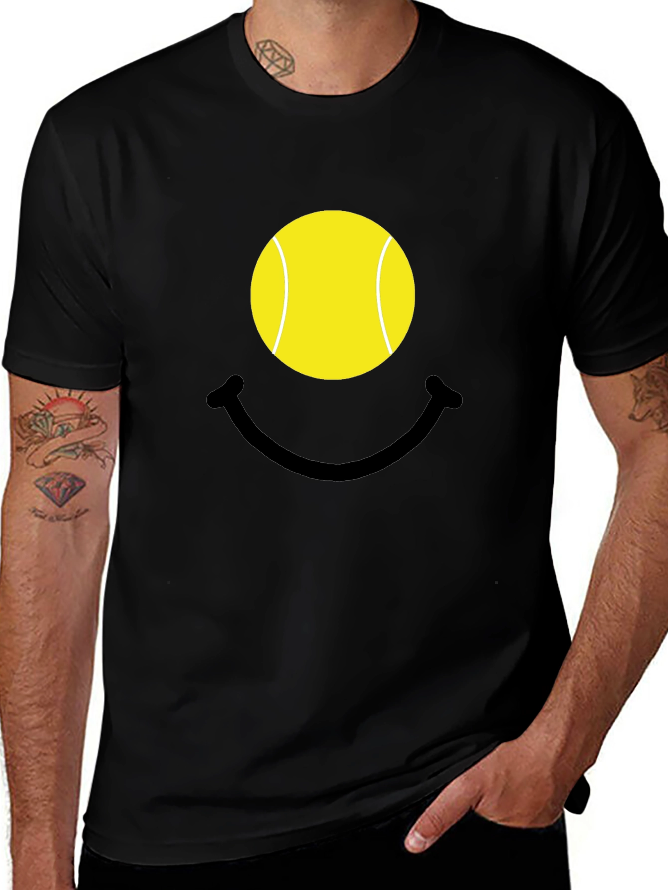 Tennis Ball Smiley Face Graphic T-Shirt