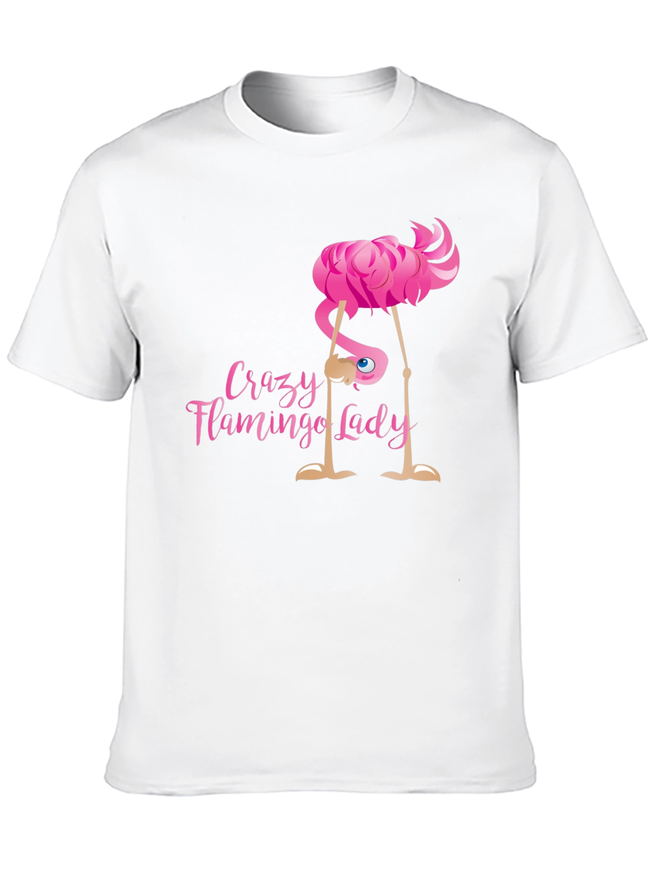Crazy Flamingo Lady Black T-Shirt Novelty Graphic Tee