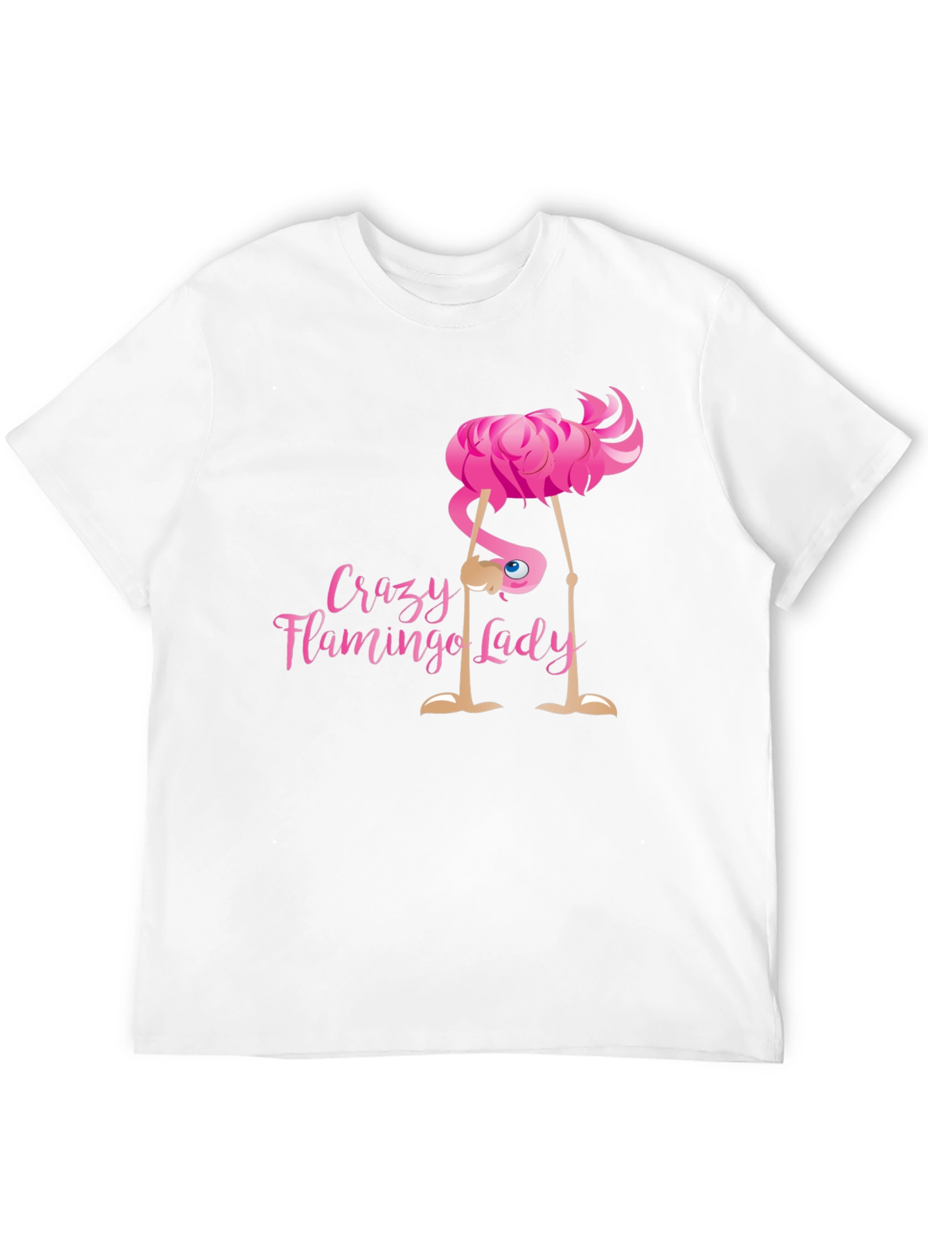 Crazy Flamingo Lady Black T-Shirt Novelty Graphic Tee