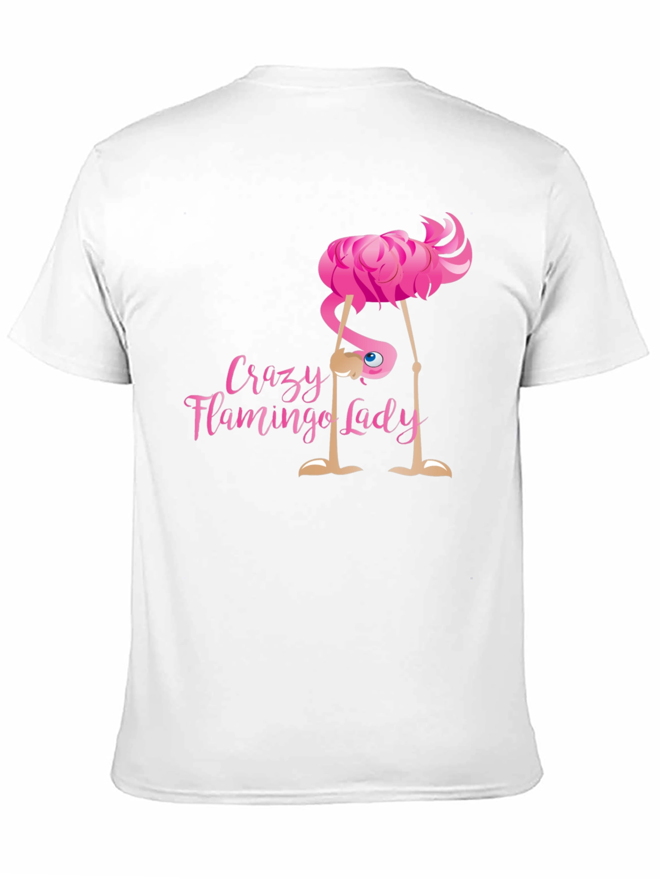 Crazy Flamingo Lady Black T-Shirt Novelty Graphic Tee