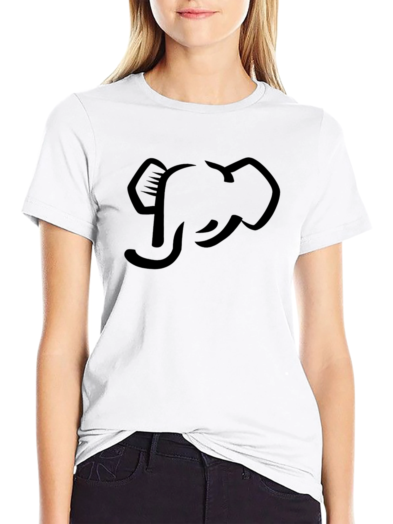 Elephant Graphic Print Black T-Shirt