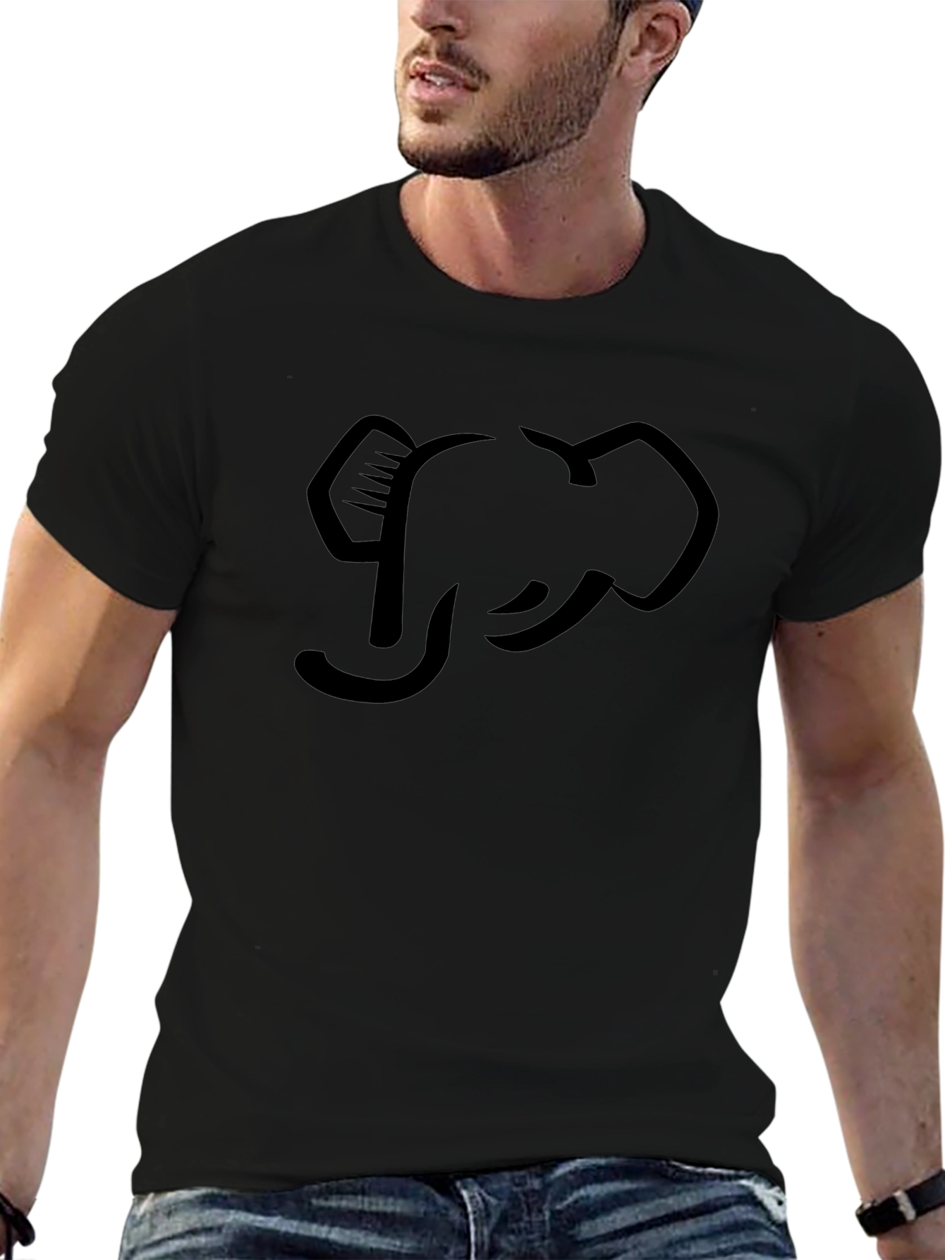 Elephant Graphic Print Black T-Shirt
